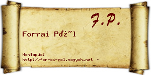 Forrai Pál névjegykártya